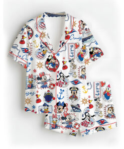 Women’s Disney Cruise 2026 Satin Pajamas Set For Women, White Color, US Size S-5XL