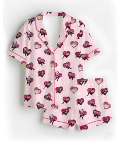 Women’s Hazbin Hotel Valentines Day Satin Pajamas Set For Women, Light Pink Color, US Size S-5XL