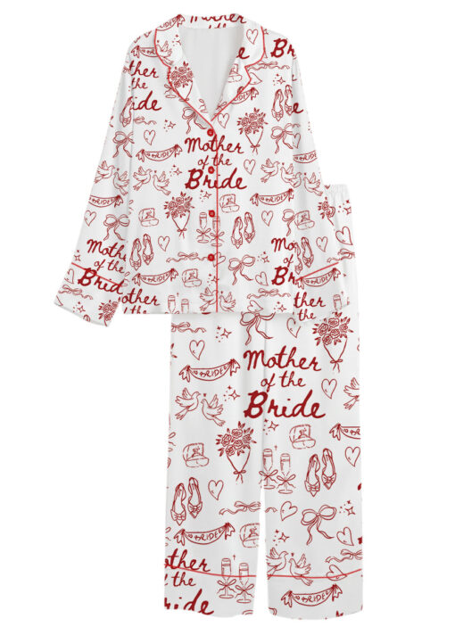Women's Mother Of The Bride Satin Pajamas Set, White Color, US Size S-5XL - Image 11