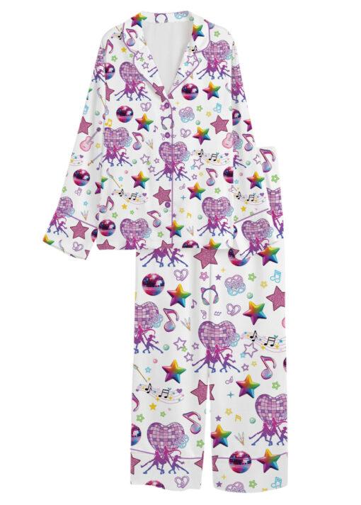 Women’s K-Pop Demon Hunters Satin Pajamas Set For Women, White Color, US Size S-5XL - Image 9