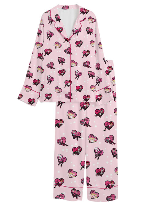 Women’s Hazbin Hotel Valentines Day Satin Pajamas Set For Women, Light Pink Color, US Size S-5XL - Image 7
