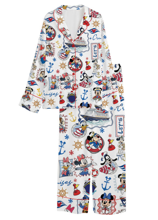 Women’s Disney Cruise 2026 Satin Pajamas Set For Women, White Color, US Size S-5XL - Image 13