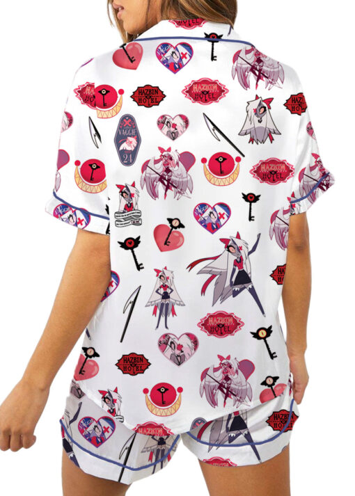 Women’s Hazbin Hotel Lucifer Satin Pajamas Set For Women, White Color, US Size S-5XL - Image 3