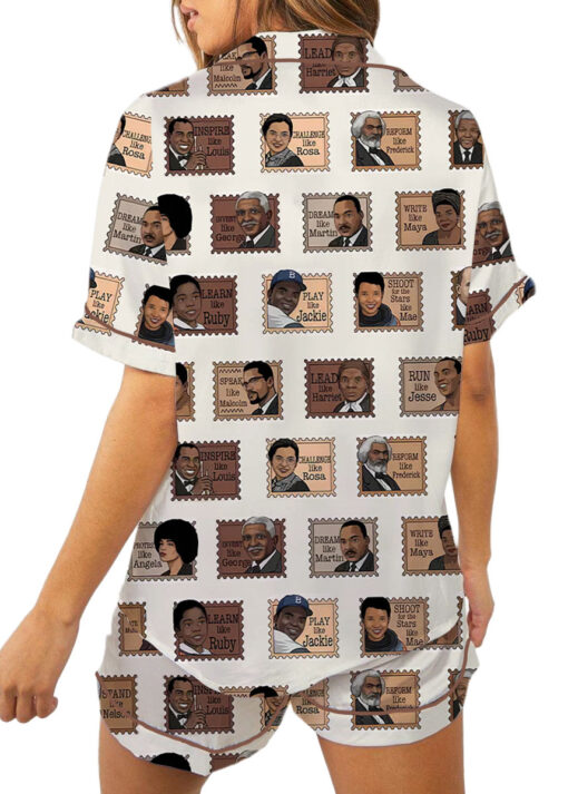 Women’s Black History Satin Pajamas Set For Women, White Color, US Size S-5XL - Image 3