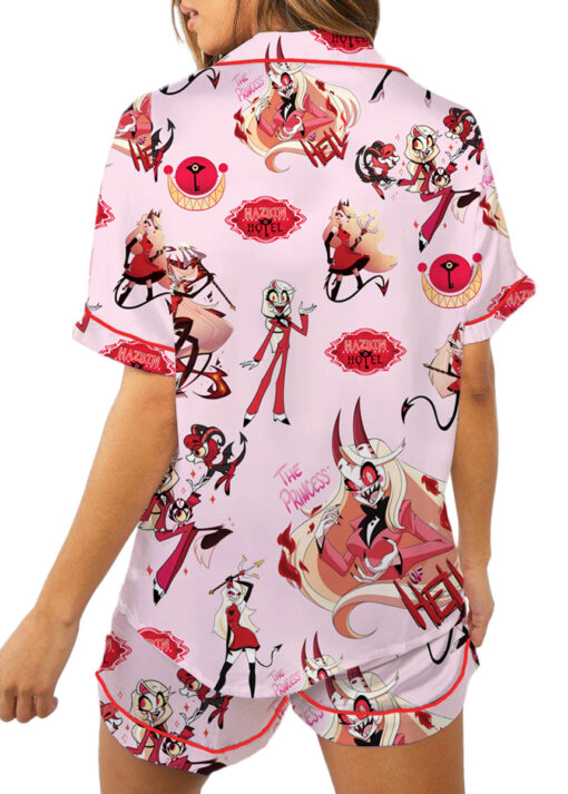 Women’s Hazbin Hotel The Princess Satin Pajamas Set For Women, Pink Color, US Size S-5XL - Image 6