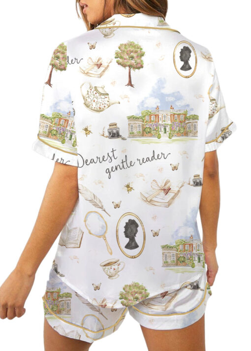 Women’s Derest Gentle Reader Satin Pajamas Set For Women, White Color, US Size S-5XL - Image 5