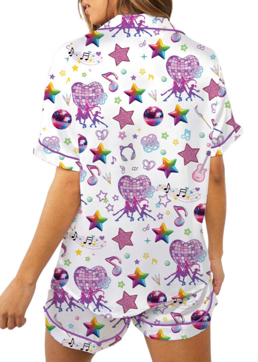 Women’s K-Pop Demon Hunters Satin Pajamas Set For Women, White Color, US Size S-5XL - Image 4