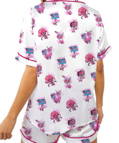 Alternative view of Women’s Hazbin Hotel Inspired Valentine's Day Satin Pajamas Set For Women, White Color, US Size S-5XL