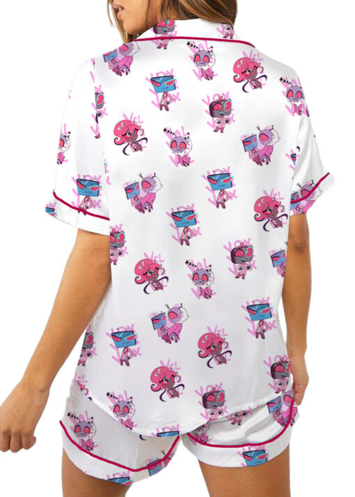 Women’s Hazbin Hotel Inspired Valentine's Day Satin Pajamas Set For Women, White Color, US Size S-5XL - Image 2