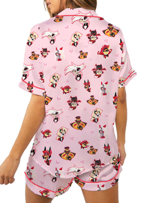 Women’s Hazbin Hotel Valentine Satin Pajamas Set For Women, Light Pink Color, US Size S-5XL - Image 4