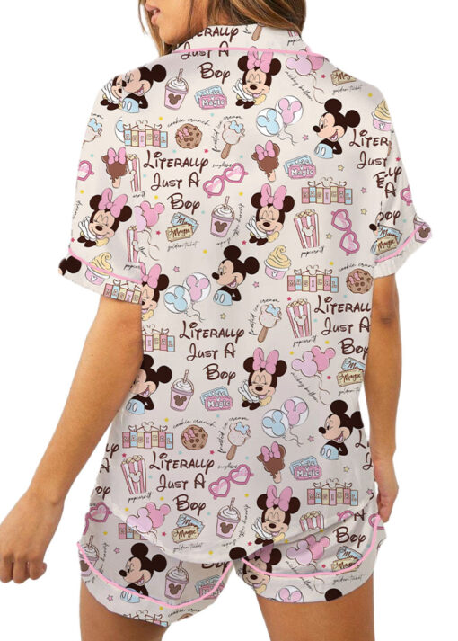 Women’s Disneyland Magic Snacks Satin Pajamas Set For Women, Beige Color, US Size S-5XL - Image 5