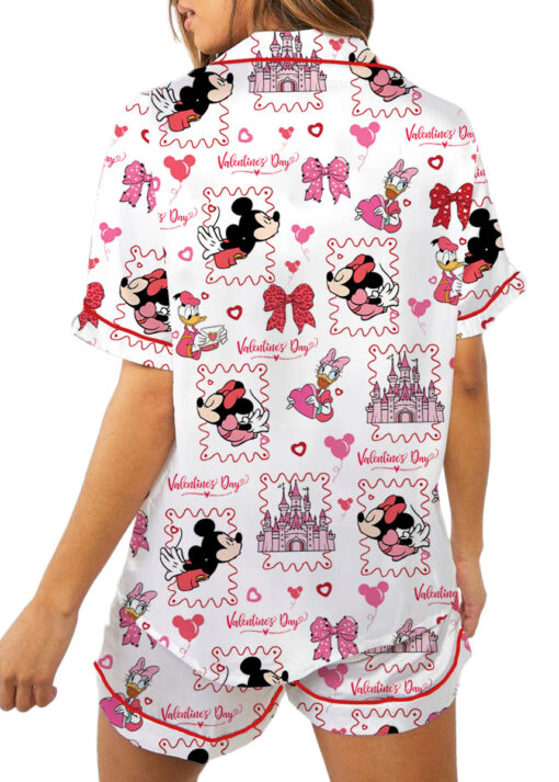 Women’s Disney Valentine Satin Pajamas Set For Women, White Color, US Size S-5XL - Image 7
