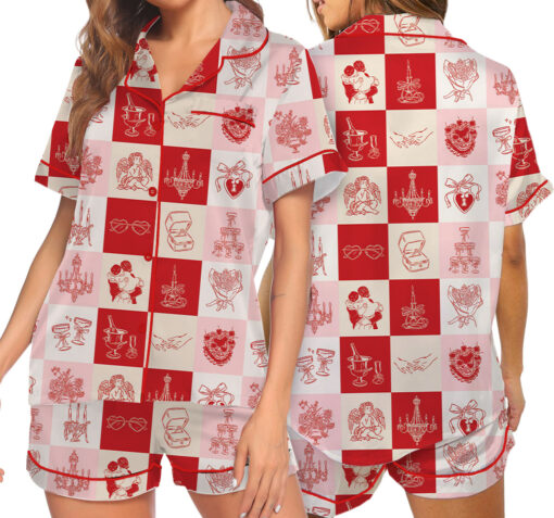 Women's Love And Wedding Satin Pajamas Set, US Size S-5XL - Image 7