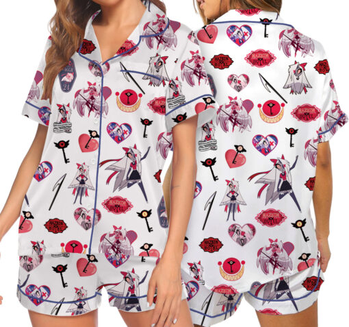 Women’s Hazbin Hotel Lucifer Satin Pajamas Set For Women, White Color, US Size S-5XL - Image 6