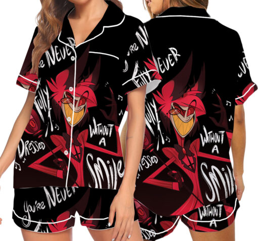 Women’s Hazbin Hotel Alastor Satin Pajamas Set For Women, Black Color, US Size S-5XL - Image 7