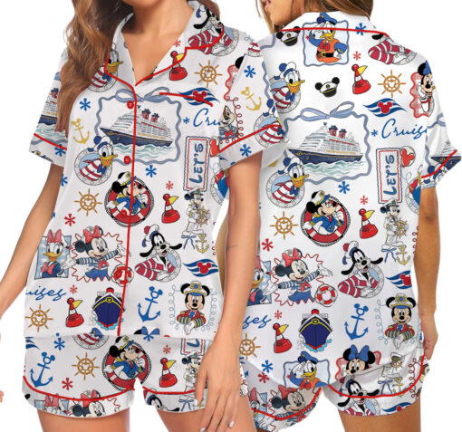 Women’s Disney Cruise 2026 Satin Pajamas Set For Women, White Color, US Size S-5XL - Image 6
