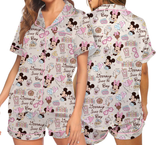 Women’s Disneyland Magic Snacks Satin Pajamas Set For Women, Beige Color, US Size S-5XL - Image 7