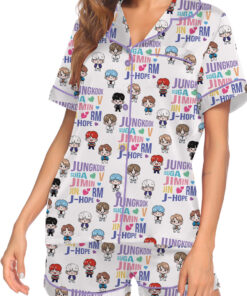 Alternative view of Women’s BT21 K-Pop Music Satin Pajamas Set For Women, White Color, US Size S-5XL