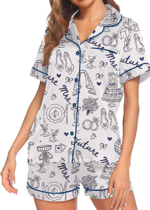 Women’s Future Mrs Bride To Be Gift In My Engaged Era Pajamas Set For Women, White Color, US Size S-5XL - Image 3