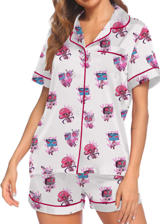 Women’s Hazbin Hotel Inspired Valentine's Day Satin Pajamas Set For Women, White Color, US Size S-5XL - Image 3