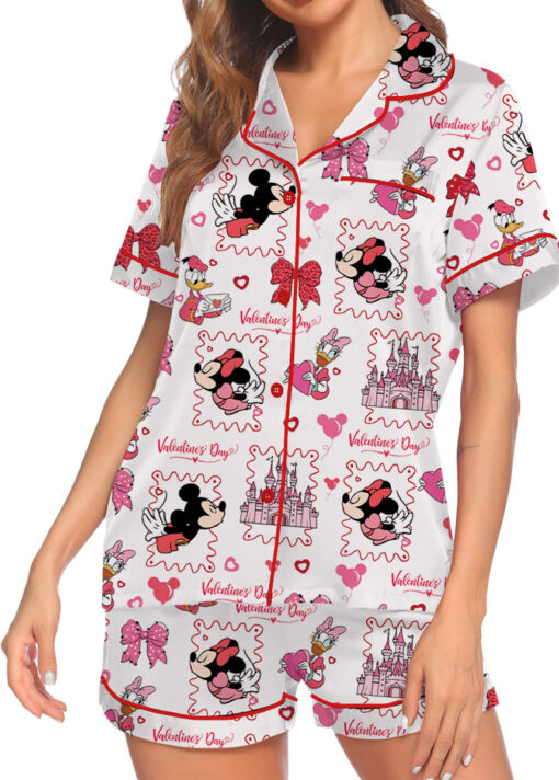 Women's Disney Minnie Satin Pajamas Set, White Color, US Size S-5XL - Image 4