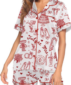 Alternative view of Women's Future Mrs Bride To Be Gift In My Engaged Era Satin Pajamas Set, White Color, US Size S-5XL