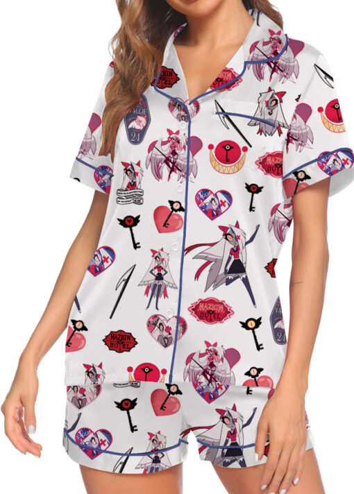 Women’s Hazbin Hotel Lucifer Satin Pajamas Set For Women, White Color, US Size S-5XL - Image 7