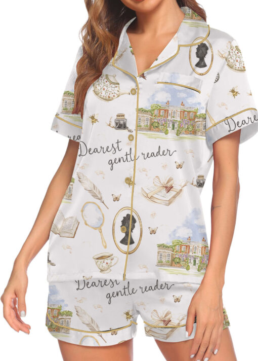 Women’s Derest Gentle Reader Satin Pajamas Set For Women, White Color, US Size S-5XL - Image 2