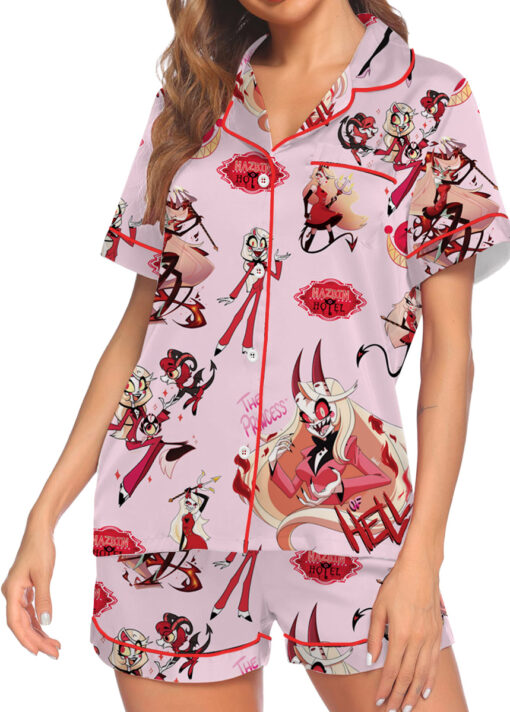 Women’s Hazbin Hotel The Princess Satin Pajamas Set For Women, Pink Color, US Size S-5XL - Image 4