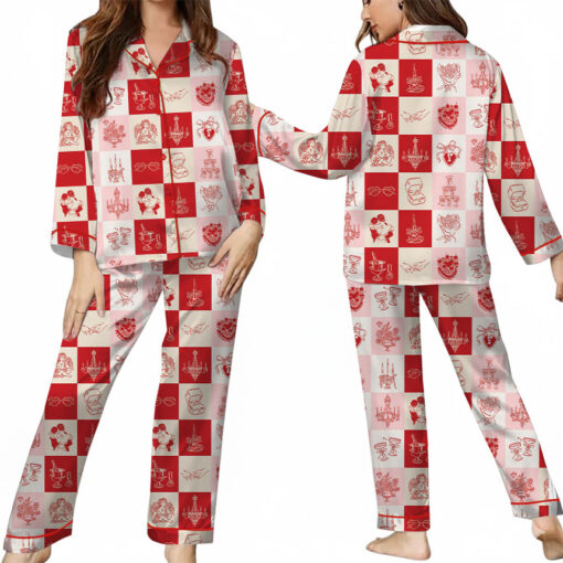 Women's Love And Wedding Satin Pajamas Set, US Size S-5XL - Image 8