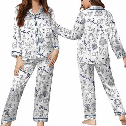 Women’s Future Mrs Bride To Be Gift In My Engaged Era Pajamas Set For Women, White Color, US Size S-5XL - Image 9
