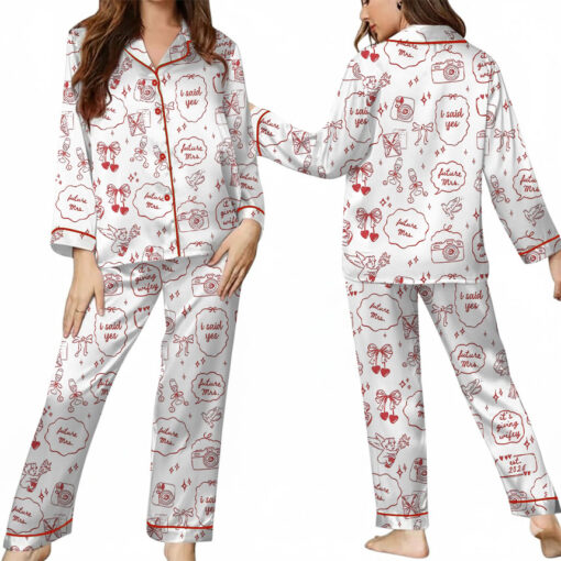 Women’s Future Mrs Engagement Wedding Anniversary Wifey Satin Pajamas Set For Women, White Color, US Size S-5XL - Image 13