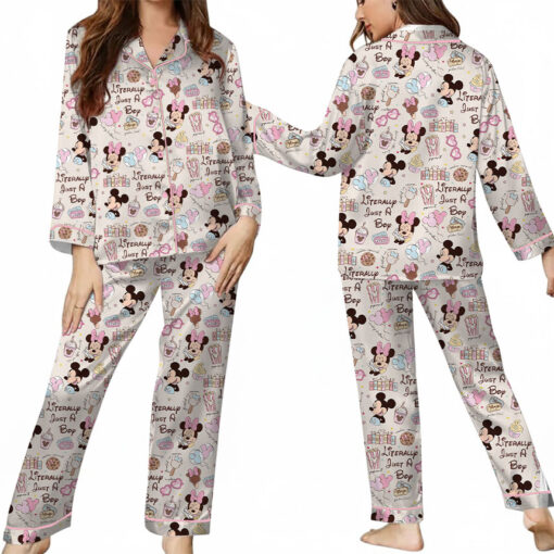 Women’s Disneyland Magic Snacks Satin Pajamas Set For Women, Beige Color, US Size S-5XL - Image 13