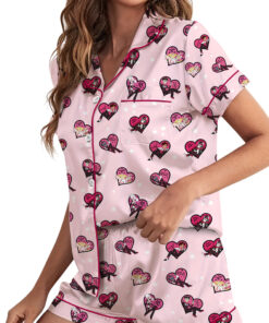 Alternative view of Women’s Hazbin Hotel Valentines Day Satin Pajamas Set For Women, Light Pink Color, US Size S-5XL