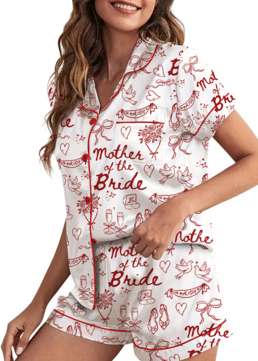 Women's Mother Of The Bride Satin Pajamas Set, White Color, US Size S-5XL - Image 3