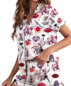 Alternative view of Women’s Hazbin Hotel Lucifer Satin Pajamas Set For Women, White Color, US Size S-5XL
