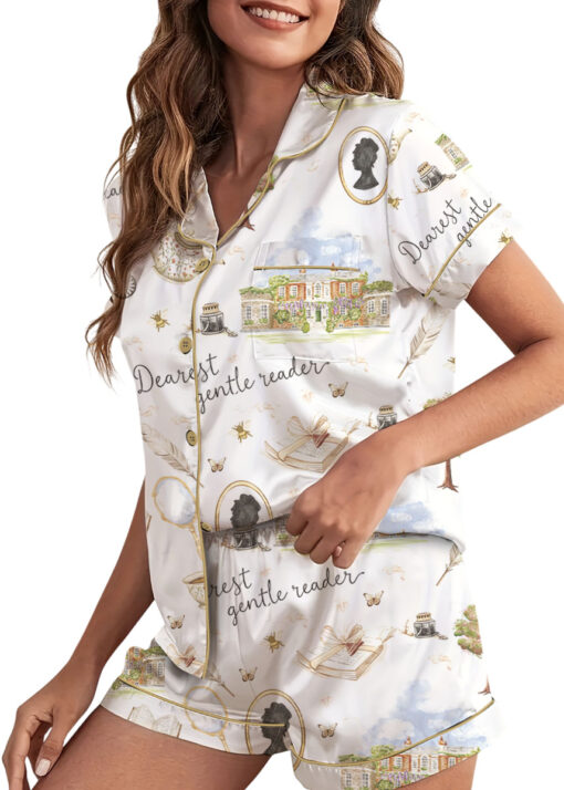 Women’s Derest Gentle Reader Satin Pajamas Set For Women, White Color, US Size S-5XL - Image 4