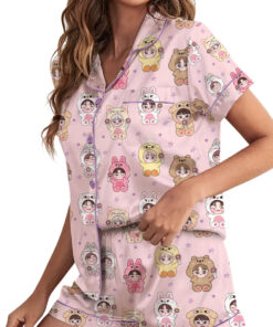 Alternative view of Women’s Kpop Characters Cute Satin Pajamas Set For Women, Pink Color, US Size S-5XL