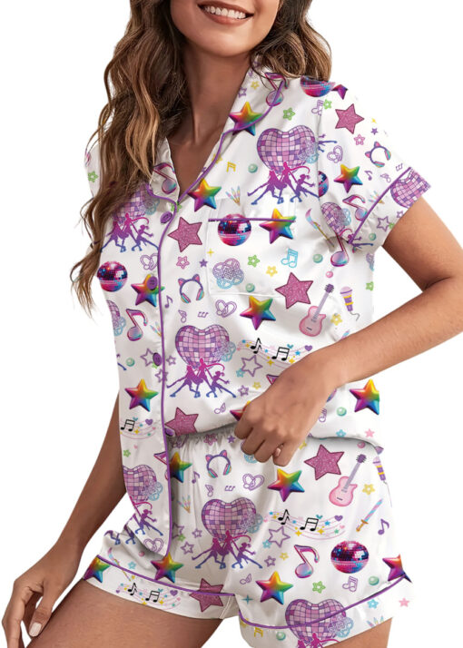 Women’s K-Pop Demon Hunters Satin Pajamas Set For Women, White Color, US Size S-5XL - Image 3