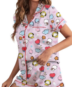 Alternative view of Women’s Kpop Characters Cute Satin Pajamas Set For Women, Pink Color, US Size S-5XL