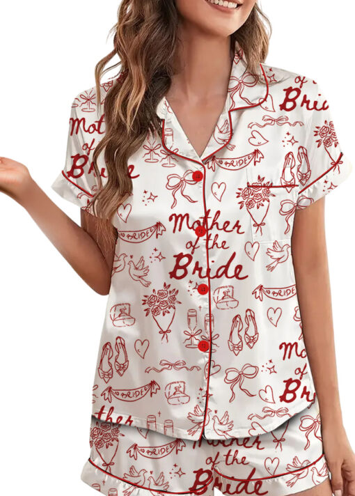 Women's Mother Of The Bride Satin Pajamas Set, White Color, US Size S-5XL - Image 5