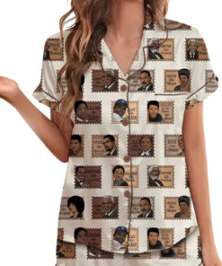 Alternative view of Women’s Black History Satin Pajamas Set For Women, White Color, US Size S-5XL