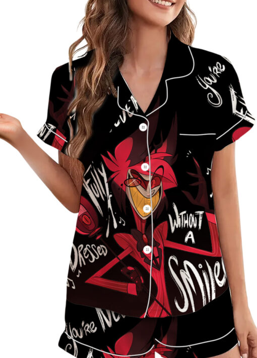 Women’s Hazbin Hotel Alastor Satin Pajamas Set For Women, Black Color, US Size S-5XL - Image 3