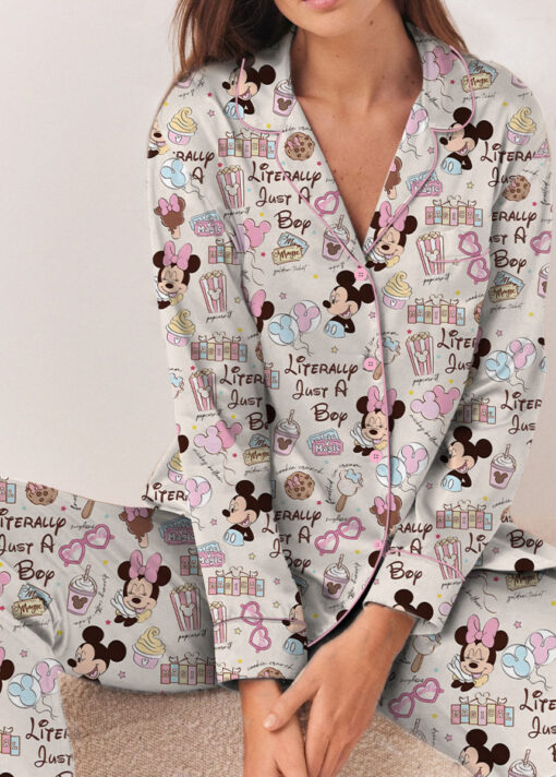 Women’s Disneyland Magic Snacks Satin Pajamas Set For Women, Beige Color, US Size S-5XL - Image 8