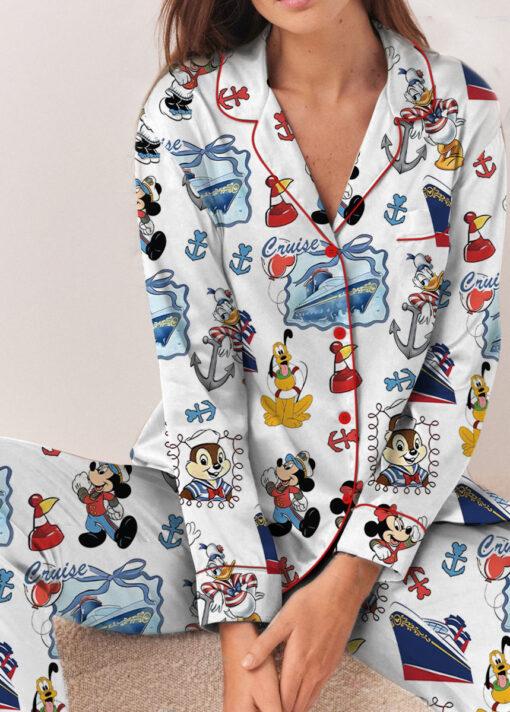 Women's Cartoon Character Cruise Sleepwear Satin Pajamas Set, Size S-5XL - Image 13