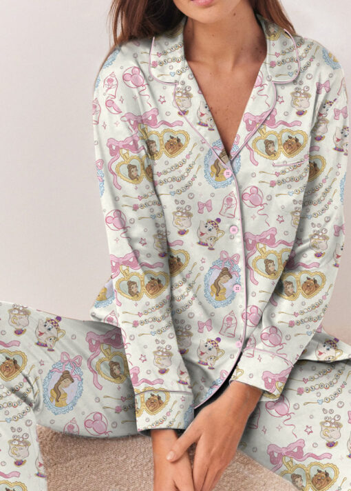 Women's Beauty And Beast Satin Pajamas Set, Sand Color, Size S-5XL - Image 10