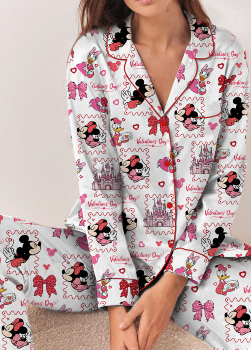 Women's Disney Minnie Satin Pajamas Set, White Color, US Size S-5XL - Image 10