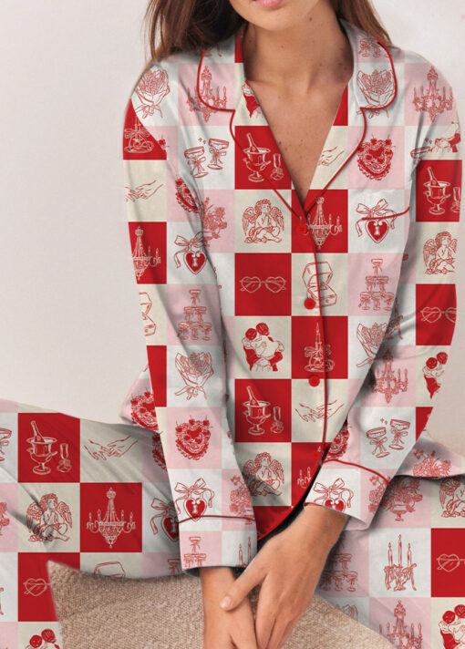 Women's Love And Wedding Satin Pajamas Set, US Size S-5XL - Image 10