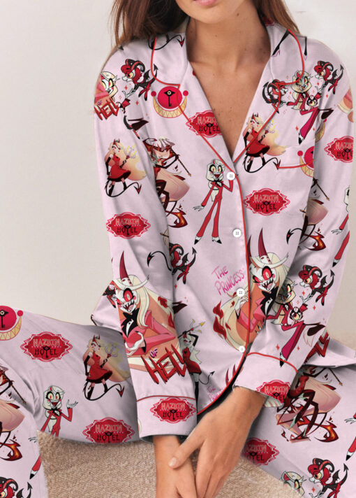 Women’s Hazbin Hotel The Princess Satin Pajamas Set For Women, Pink Color, US Size S-5XL - Image 9