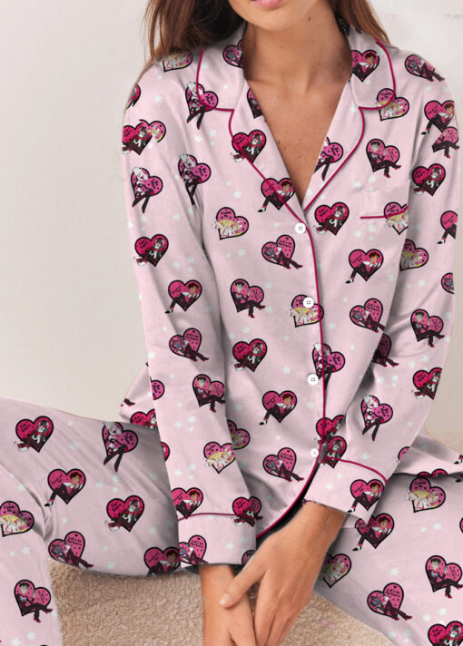 Women’s Hazbin Hotel Valentines Day Satin Pajamas Set For Women, Light Pink Color, US Size S-5XL - Image 9